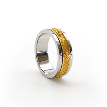 Ring mit drehbarer vergoldeter Ringschiene aus Sterlingsilber, Anti-Stress-Ring