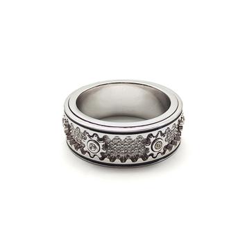 Zahnrad Ring aus Sterlingsilber, Anti-Stress-Ring