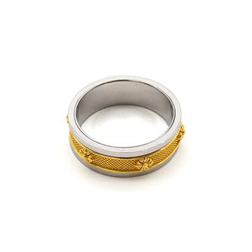 Ring mit drehbarer vergoldeter Ringschiene aus Sterlingsilber, Anti-Stress-Ring