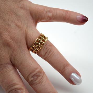 Ring mit Kettengliedern Gold, verstellbar